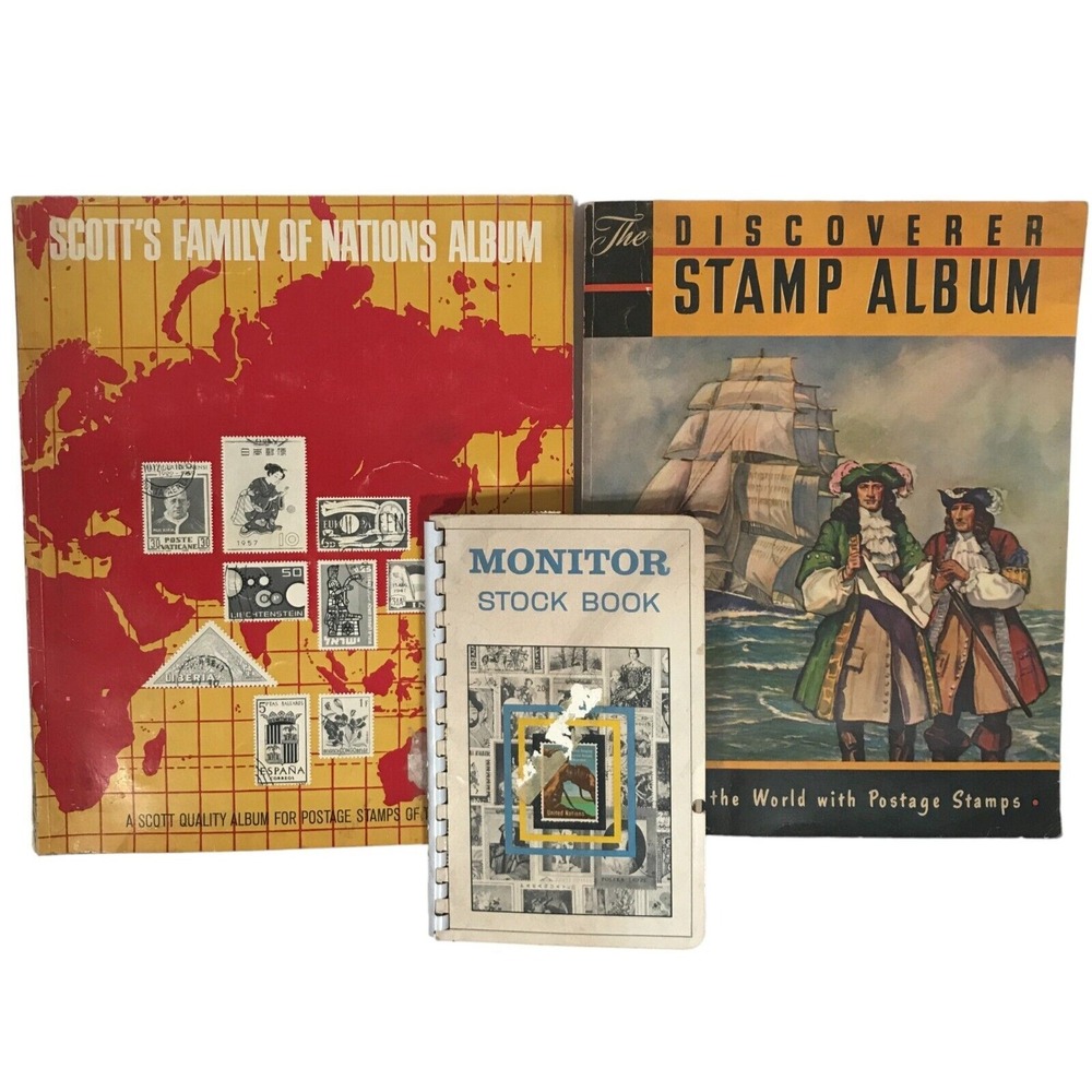 Vintage Stamp Collection Scott's Family of Nations Discoverer Whitman Albums